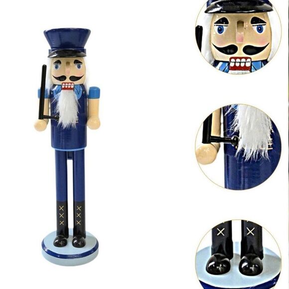 Policeman Santa Wood Nutcracker 15” Women Kids Men’s Christmas Home Decor New - Picture 3 of 6